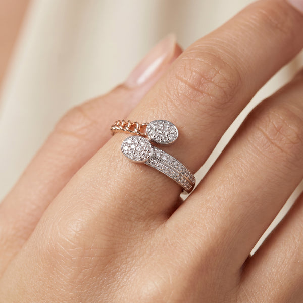 Nagin Diamond Snake Wrap 18kt Two-Tone Gold Ring