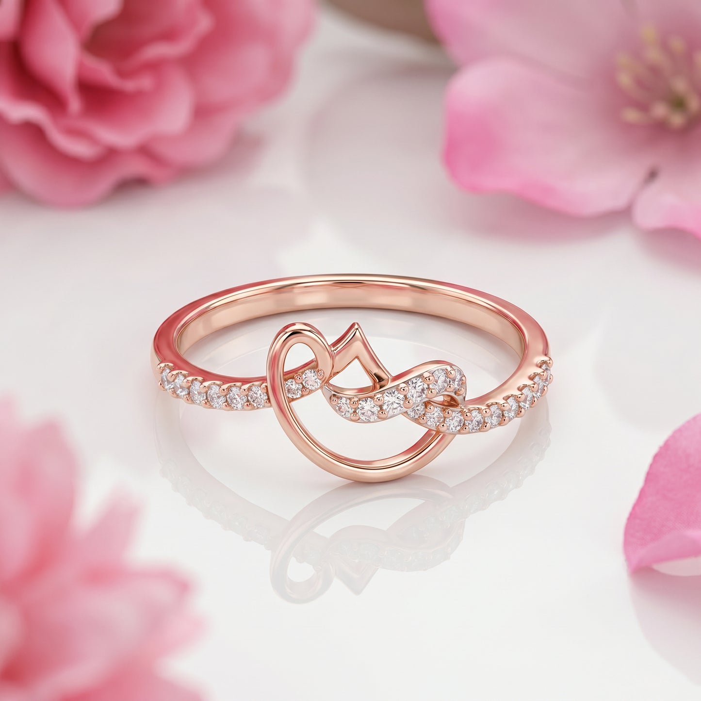 Ananya Diamond Infinity Heart 18kt Rose Gold Ring