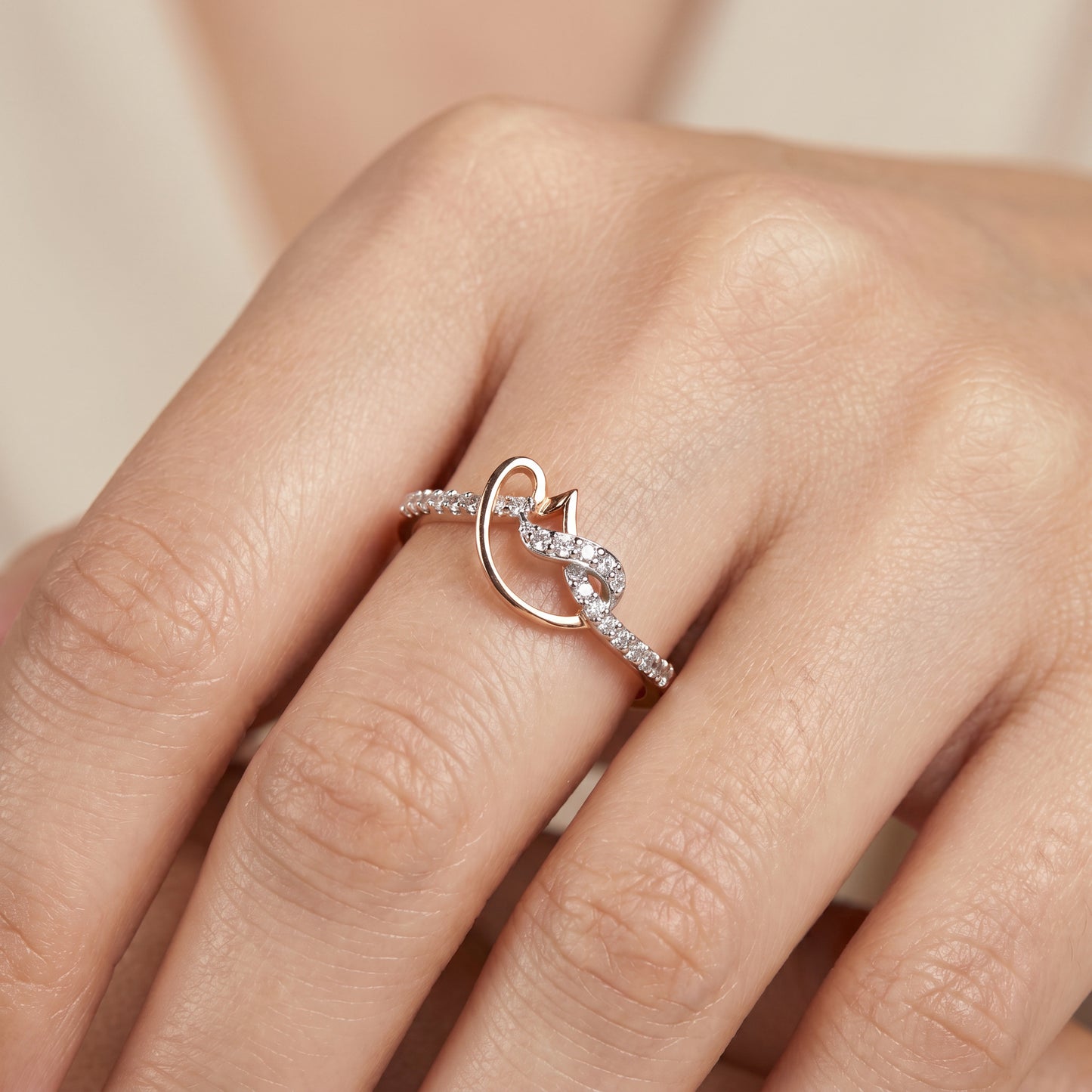Ananya Diamond Infinity Heart 18kt Rose Gold Ring