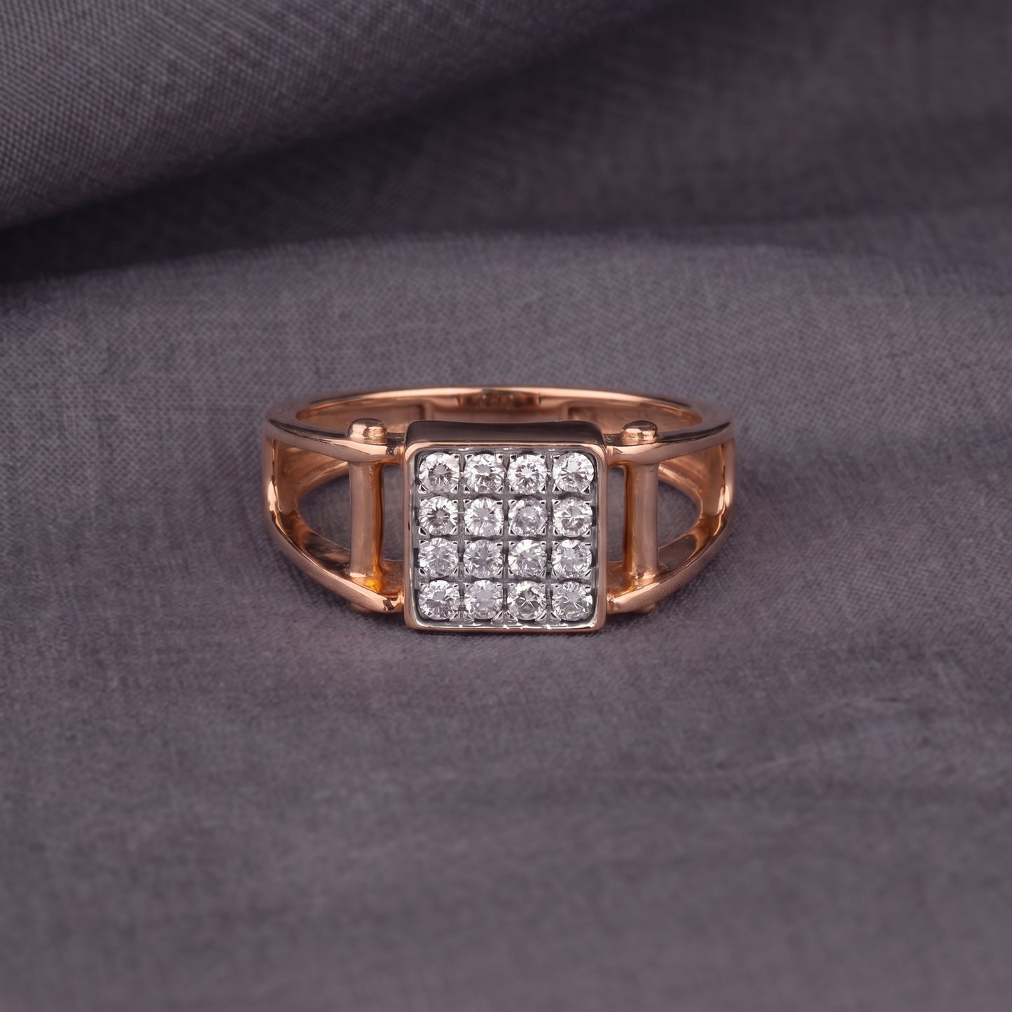 Dhruv Men's Diamond Square 18kt Rose Gold Ring