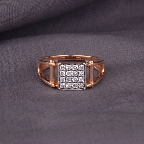 Dhruv Men's Diamond Square 18kt Rose Gold Ring