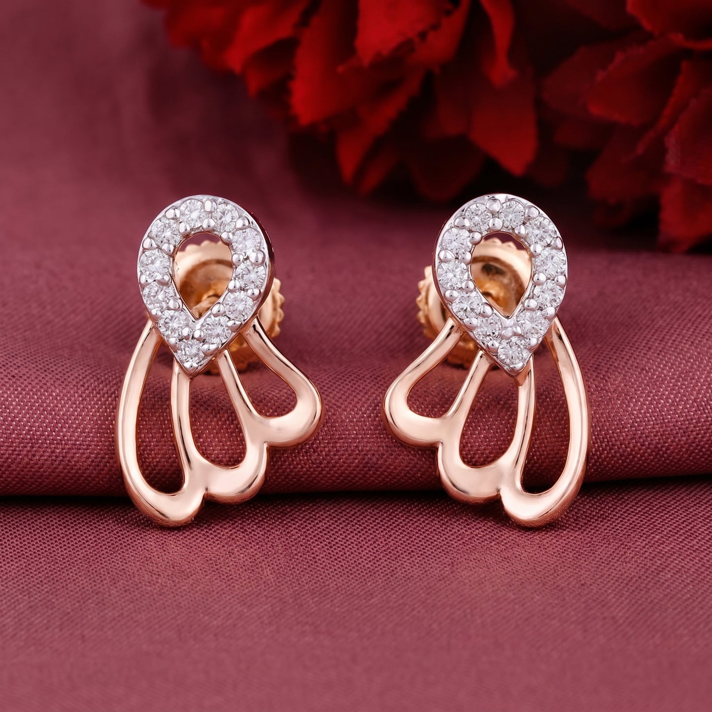 Petal Drop 18kt Diamond Stud Earrings for Women
