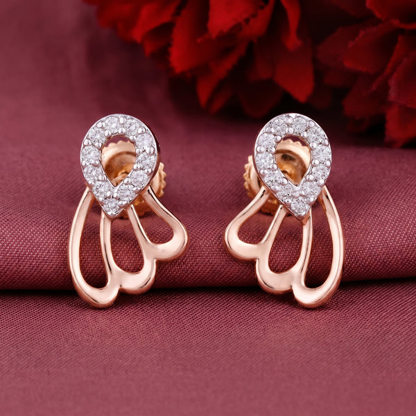 Petal Drop 18kt Diamond Stud Earrings for Women