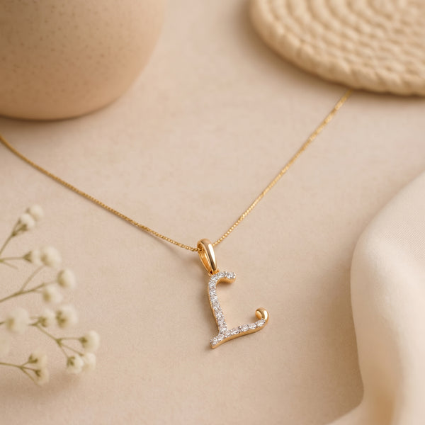 18KT Gold Diamond Initial 