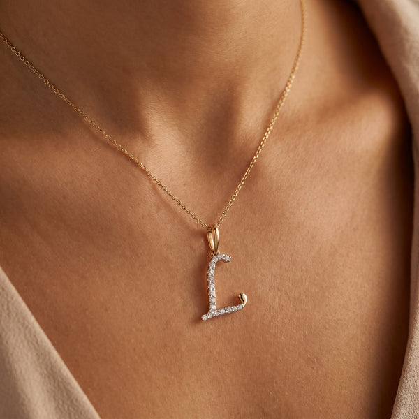 18KT Gold Diamond Initial 