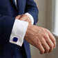 18kt Rose Gold Blue Enamel Cushion Cufflinks for Men  