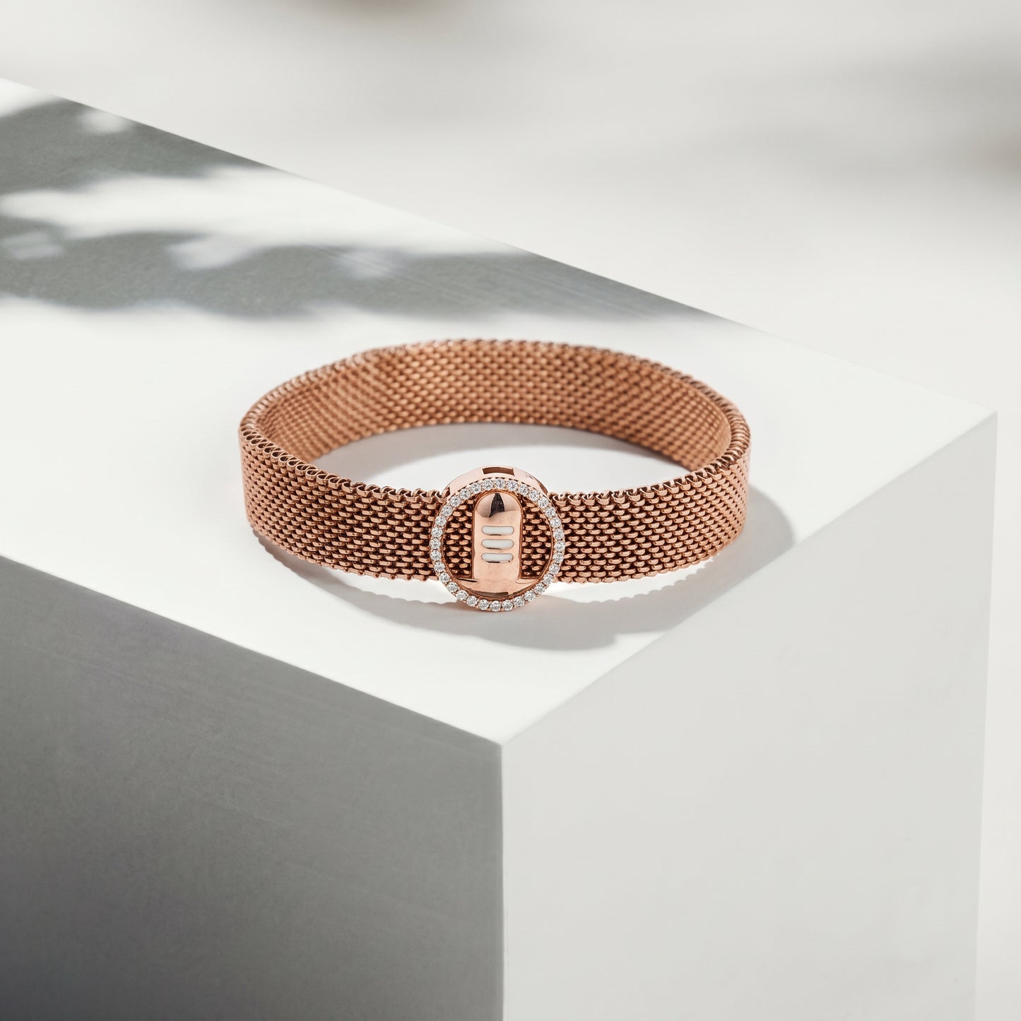 18KT Rose Gold Diamond Shiva Lingam Men's Bracelet