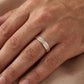 18kt Gold Diagonal-Etched Diamond Ring for Men