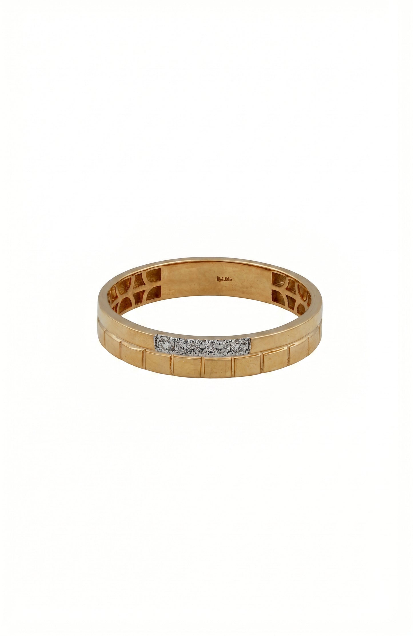 18kt Brick-Panel Diamond Band Ring for Men