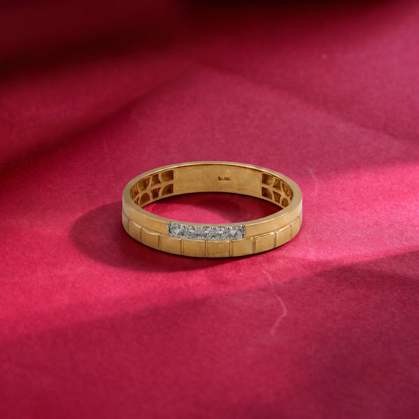 18kt Brick-Panel Diamond Band Ring for Men