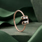 18kt Rose Gold Double-Bar Diamond Ring for Women