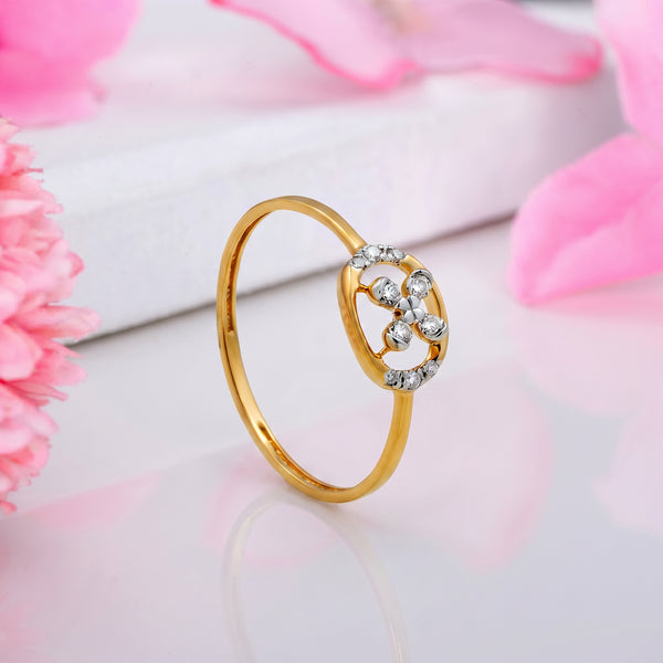 18kt Gold Open Oval Diamond Ring for Women