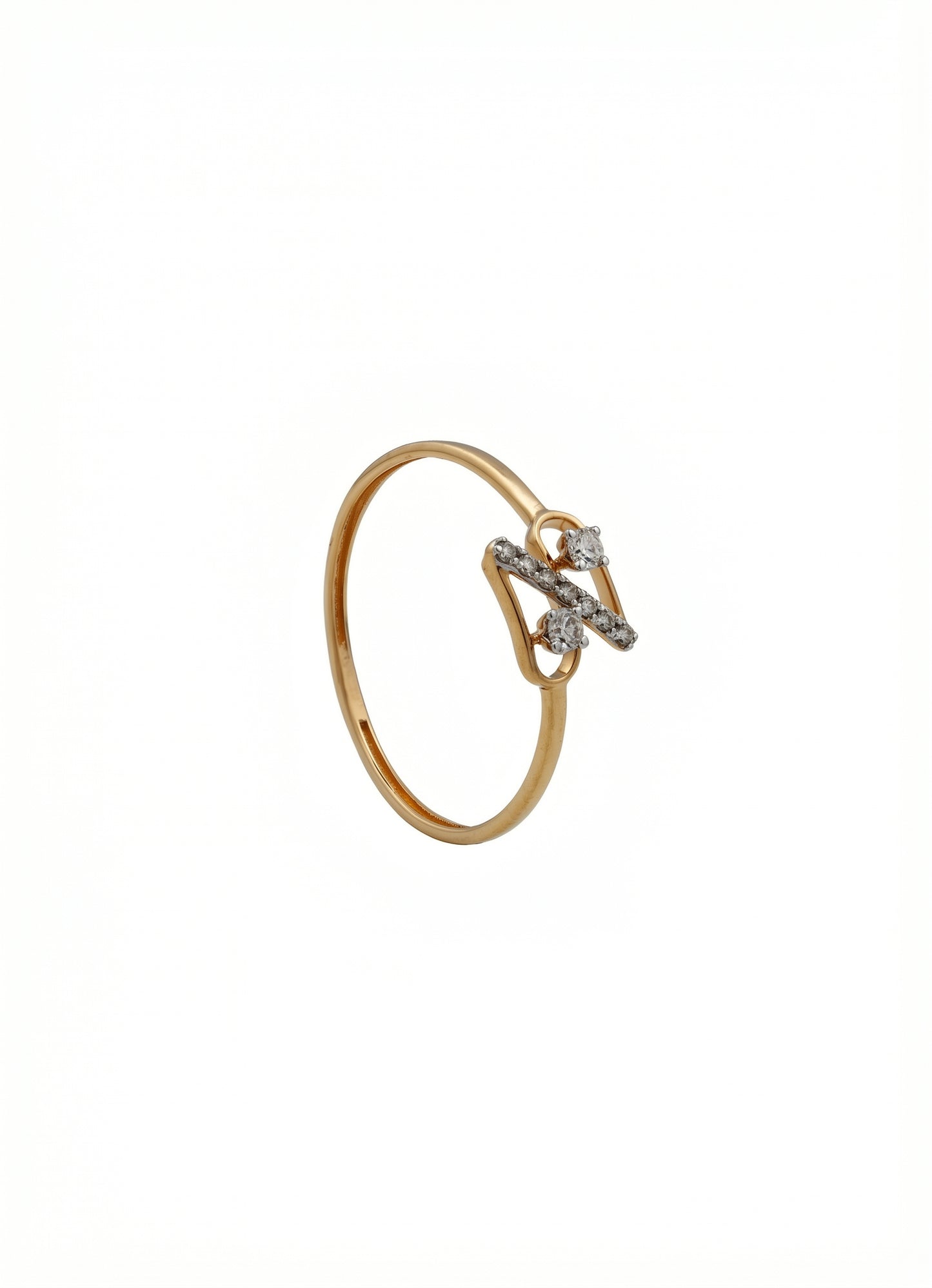 18kt Gold Open Geometric Diamond Ring for Women