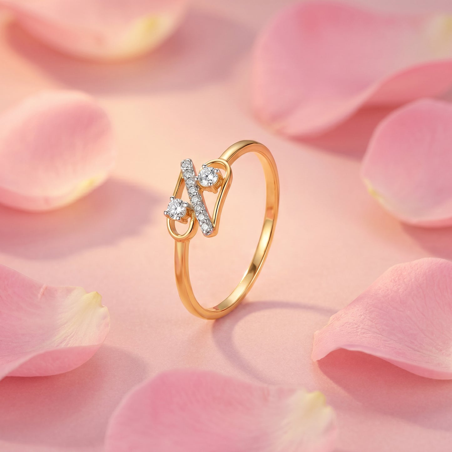 18kt Gold Open Geometric Diamond Ring for Women