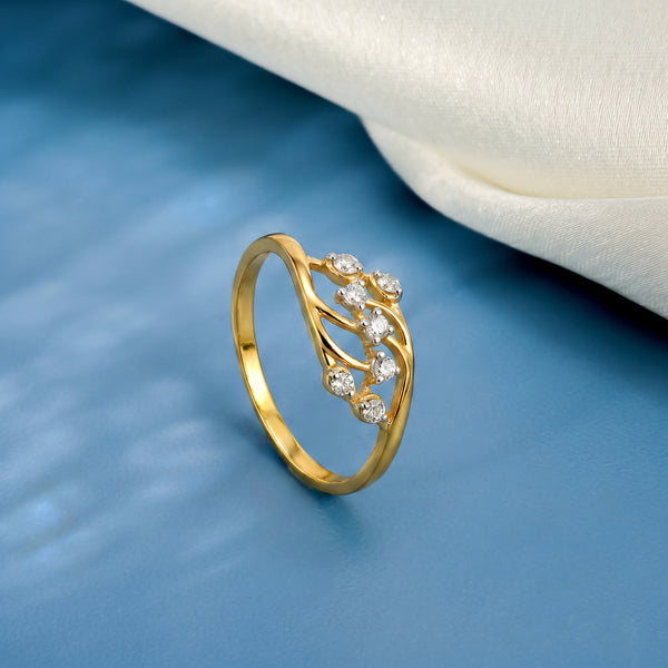 18kt Gold Open Leaf Diamond Ring for Women