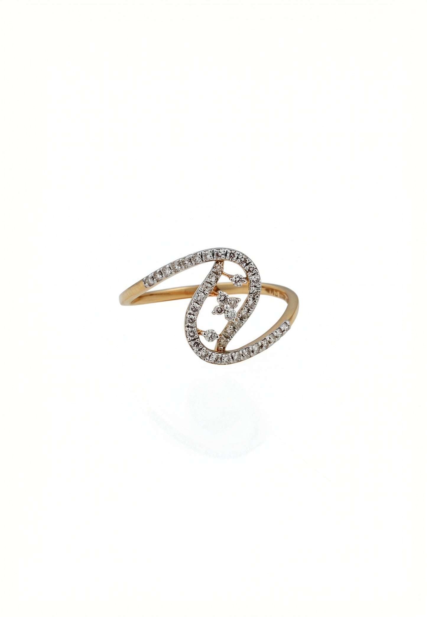 18kt Gold Swirl Orbit Diamond Party Wear Ring for Women