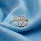 18kt Gold Swirl Orbit Diamond Party Wear Ring for Women