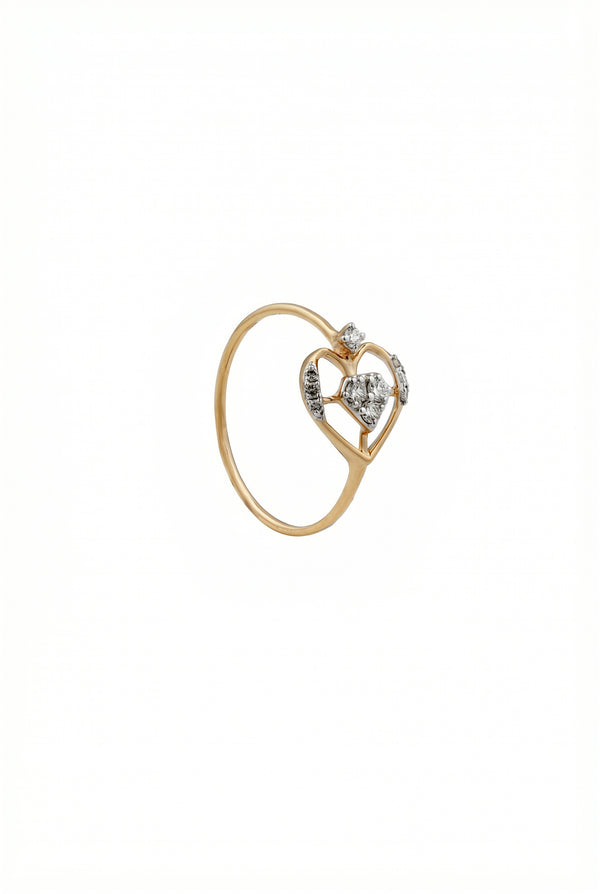18kt Gold Open Heart Diamond Ring for Women