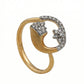 18kt Yellow Gold Moon & Star Diamond Ring for Women