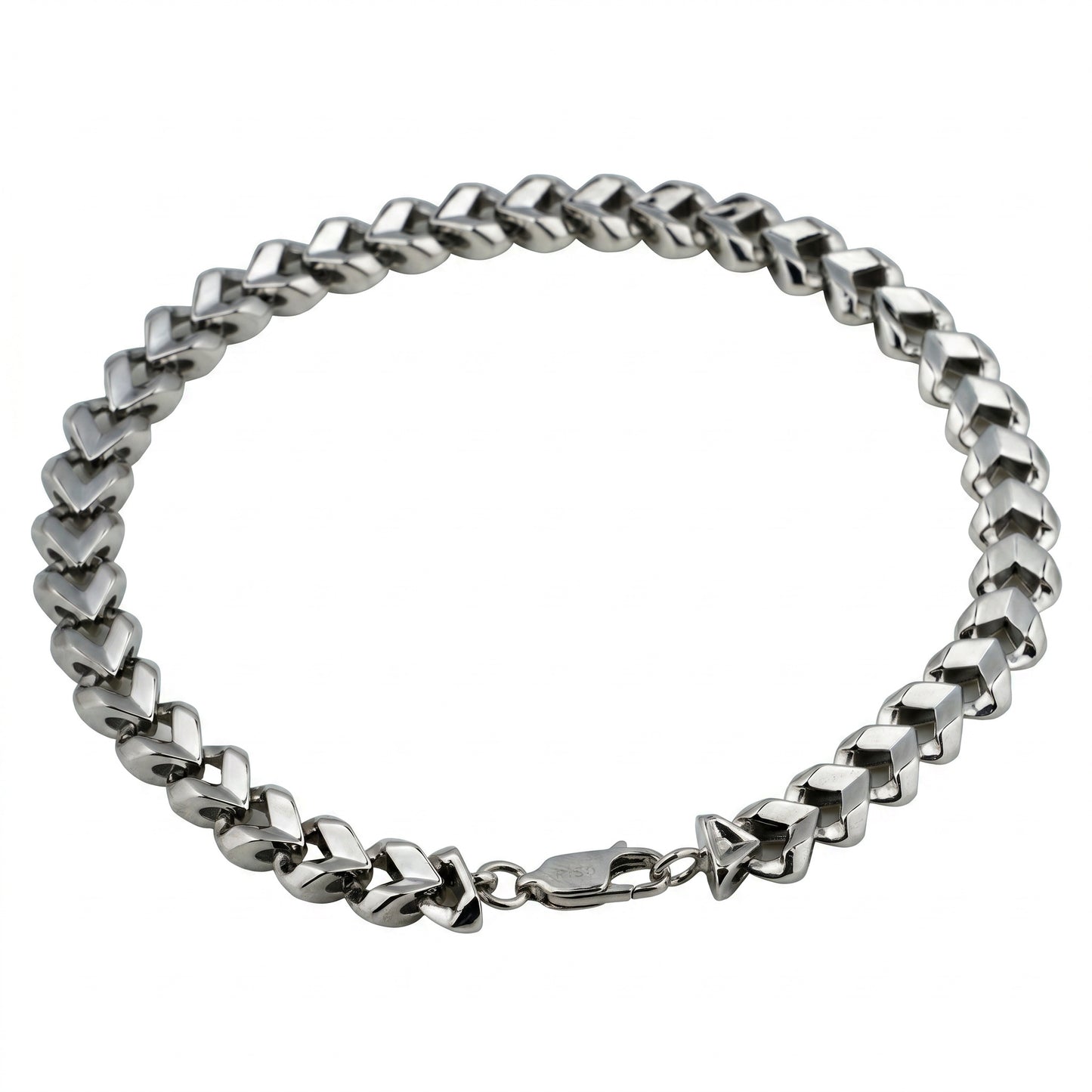 Men's Platinum Arrow Link Bracelet