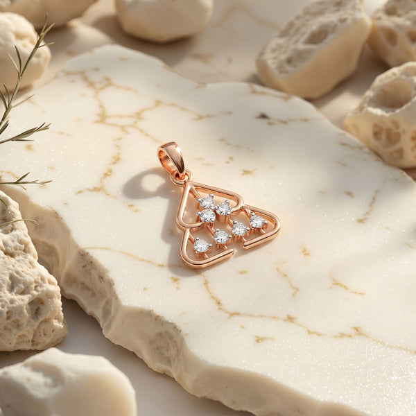 18kt Rose Gold Triple Spade Diamond Pendant for Women