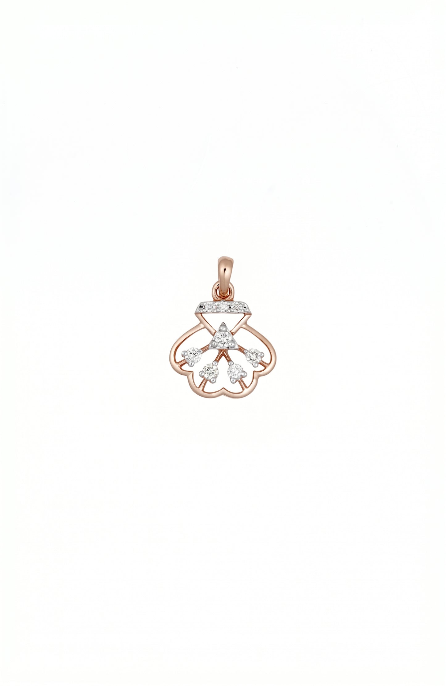 18kt Rose Gold Scallop Shell Diamond Pendant for Women