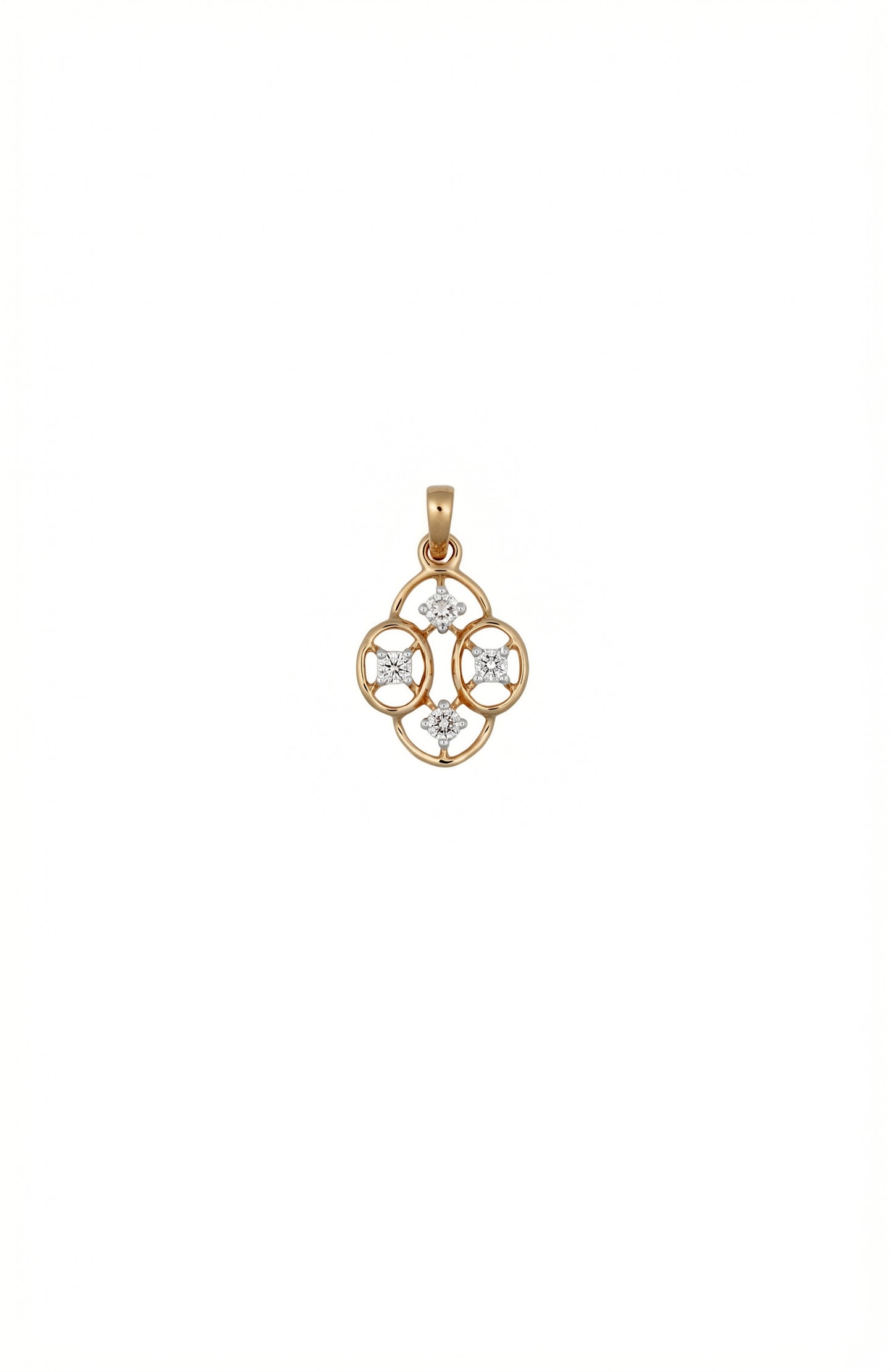 18kt Gold Lattice Oval Diamond Pendant for Women