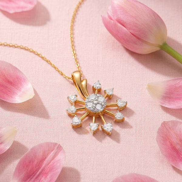 18kt Gold Starburst Diamond Pendant for Women
