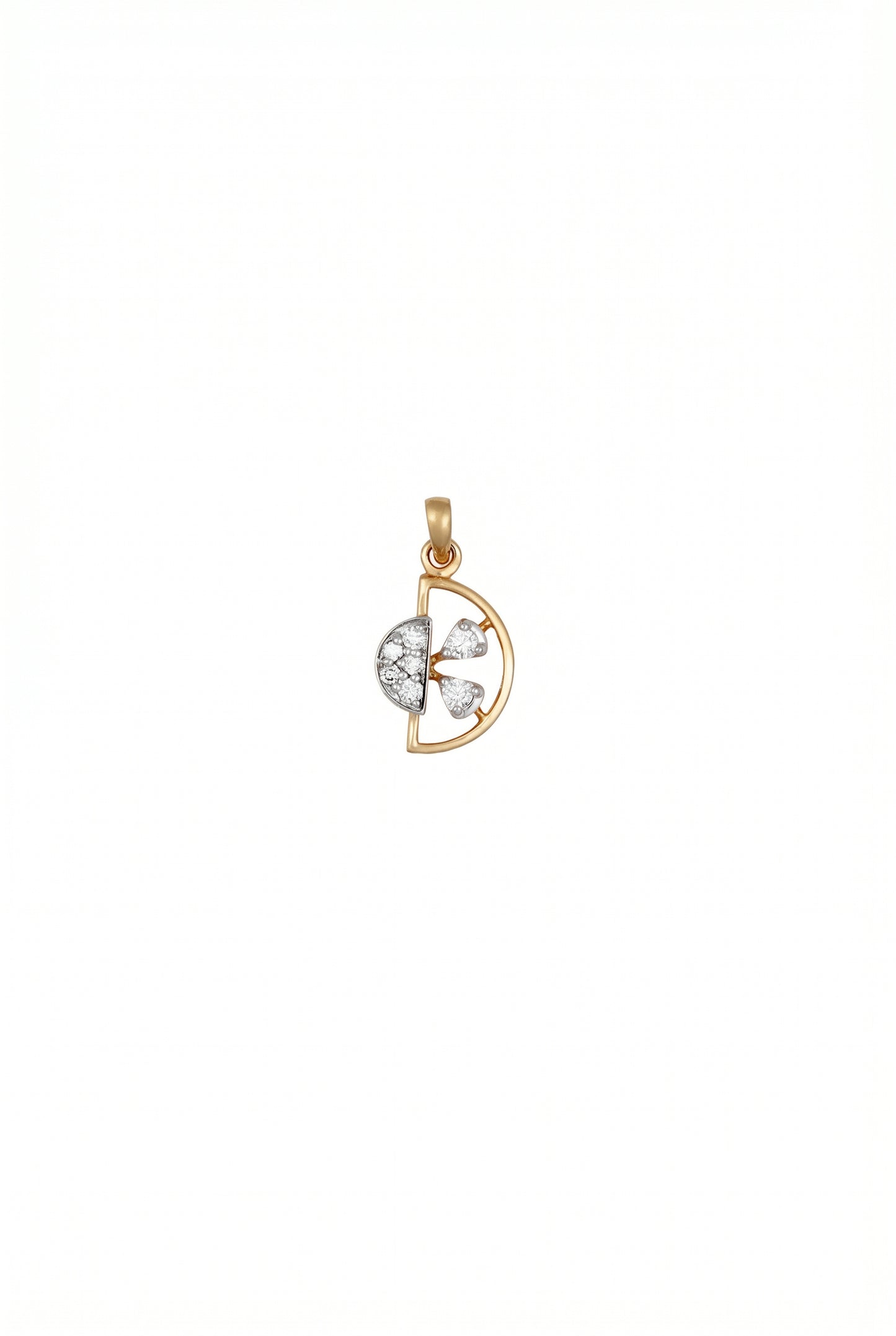 18kt Gold Half Moon Diamond Pendant for Women