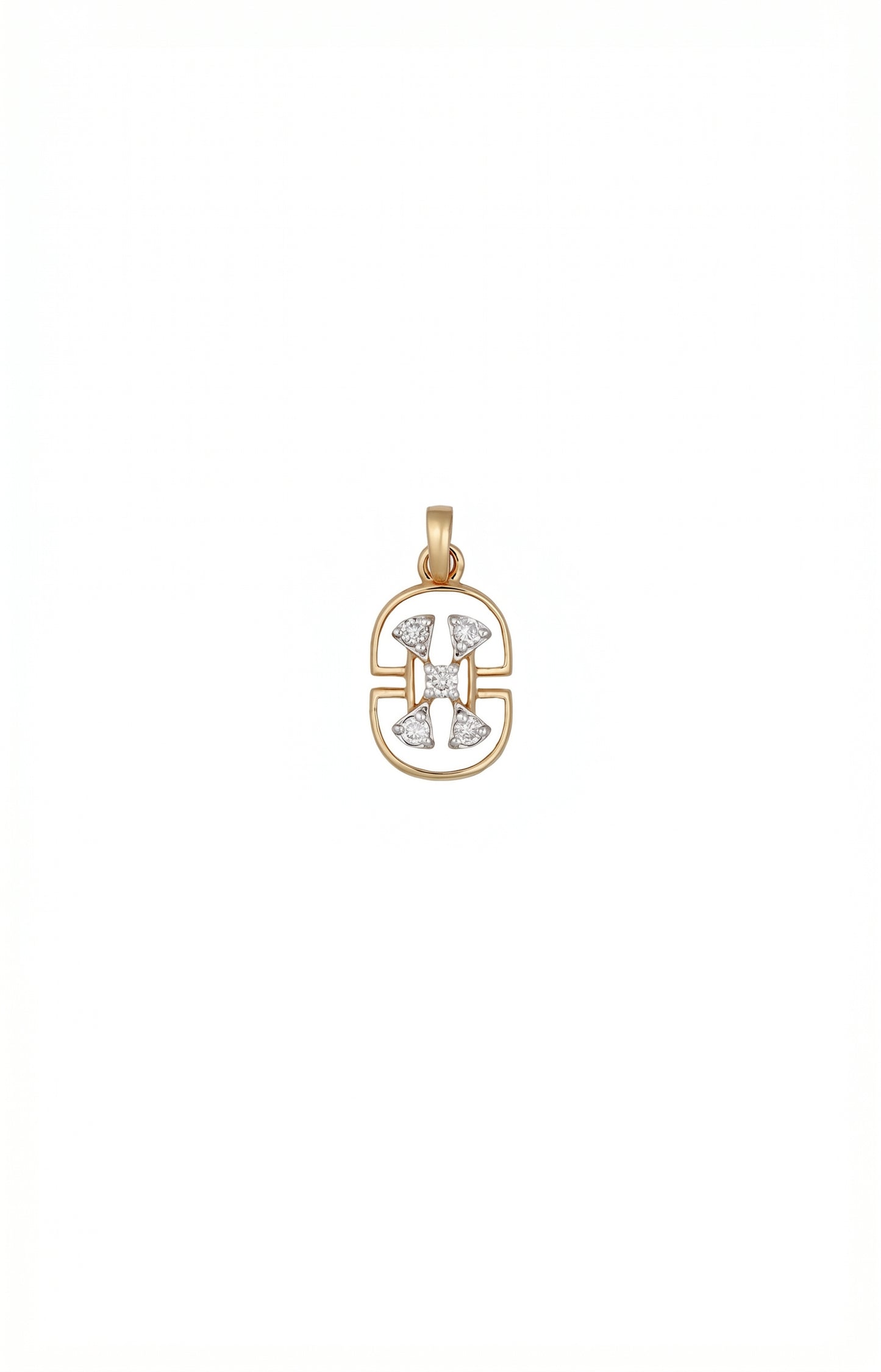 18kt Gold Oval Frame Diamond Pendant for Women