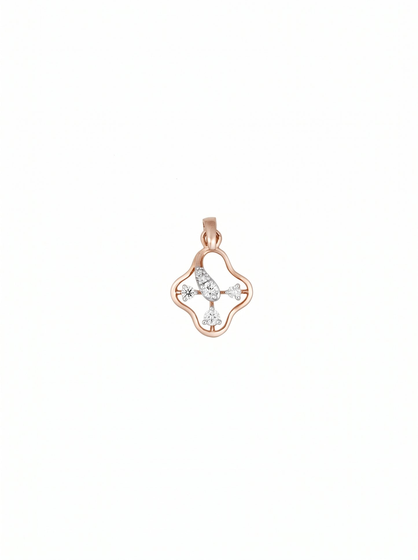 18kt Rose Gold Open Quatrefoil Diamond Pendant for Women