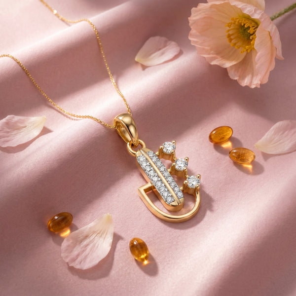 18kt Gold Arch Daily Wear Diamond Pendant for Women