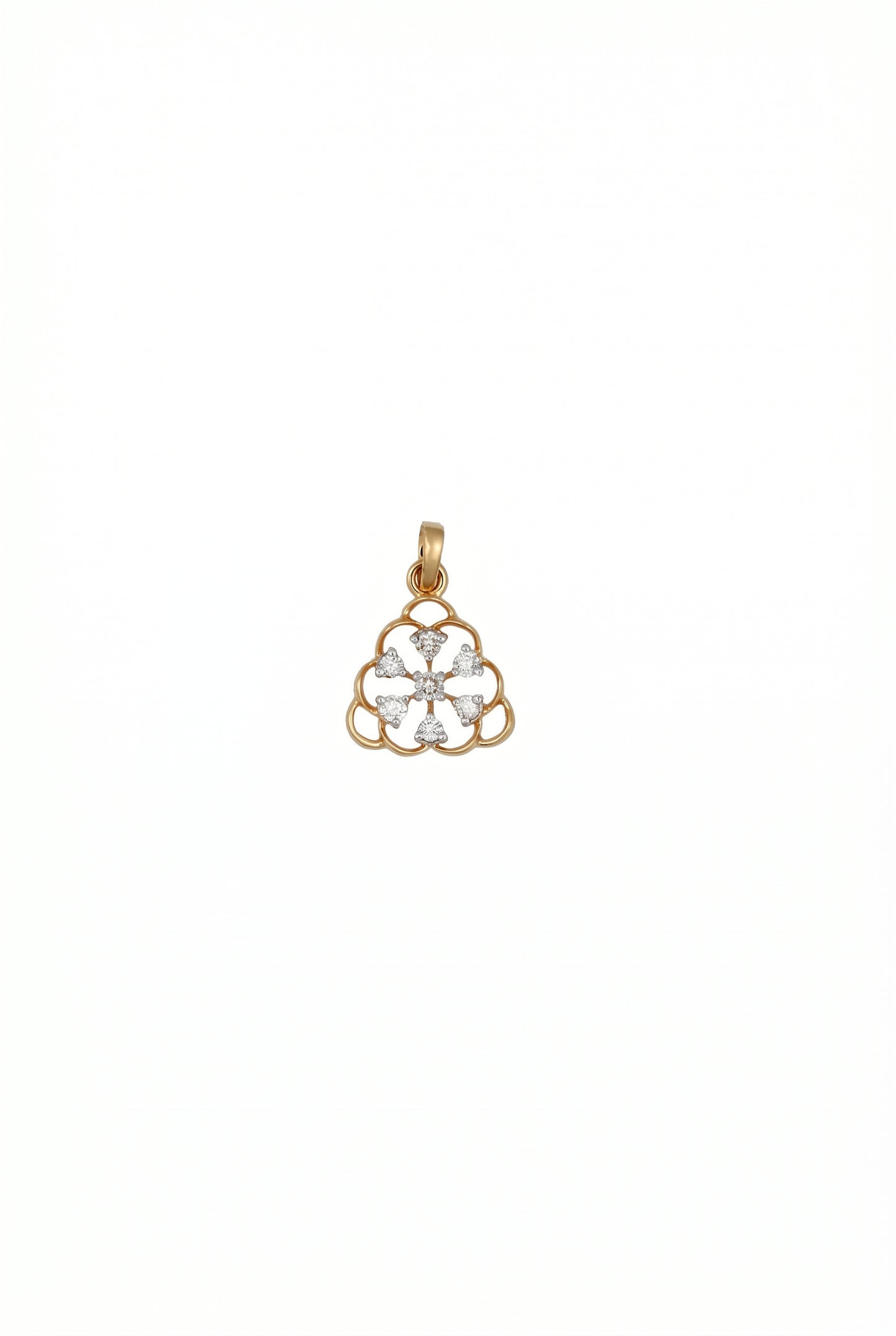 18kt Gold Scallop Triangle Diamond Pendant for Women