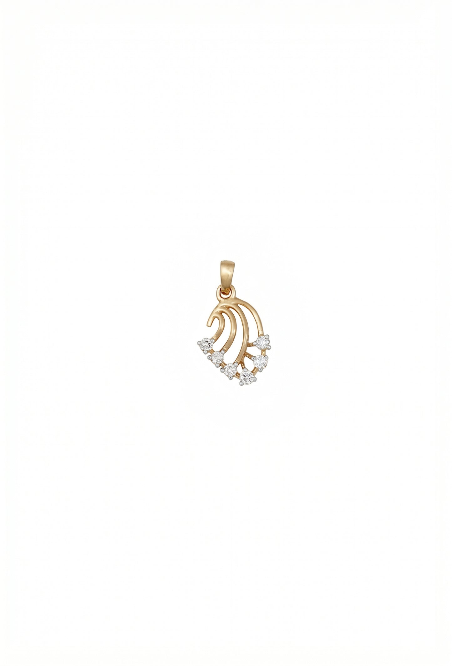 18kt Gold Feather Swirl Diamond Pendant for Women