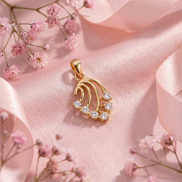 18kt Gold Feather Swirl Diamond Pendant for Women