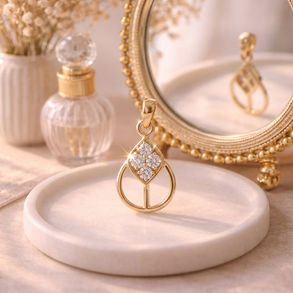 18kt Gold Open Teardrop Diamond Pendant for Women
