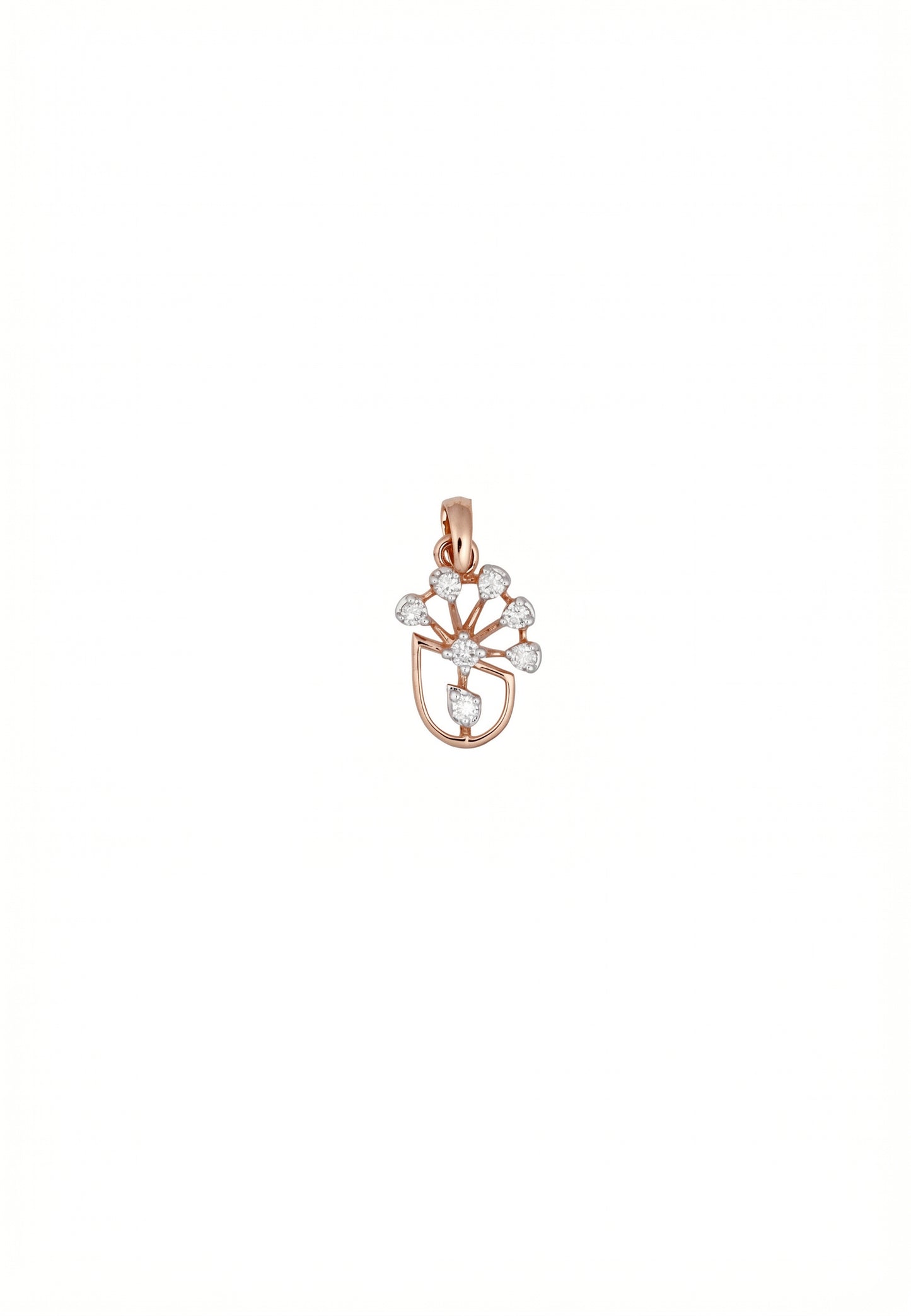18kt Rose Gold Blooming Flower Diamond Pendant for Women