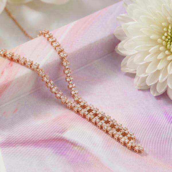 Diamond Drop 18kt Rose Gold Y-Necklace for Women
