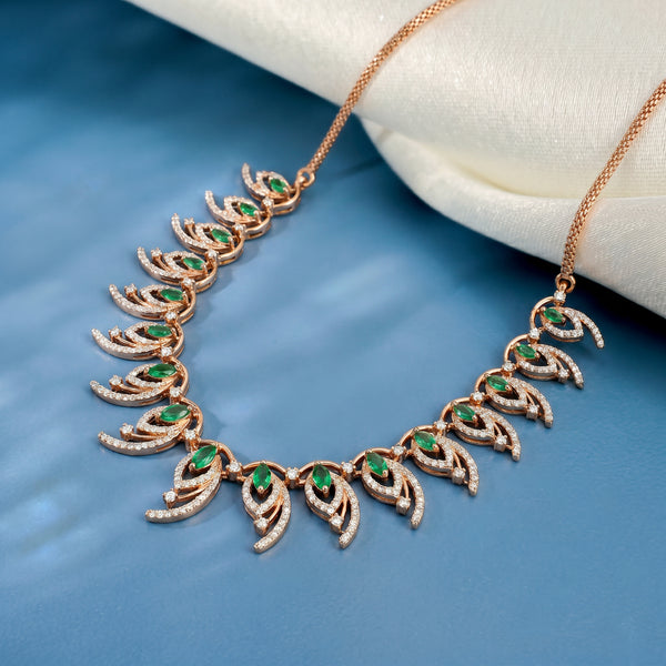 Diamond Leaf Cascade Necklace in 18kt Gold for Women  
