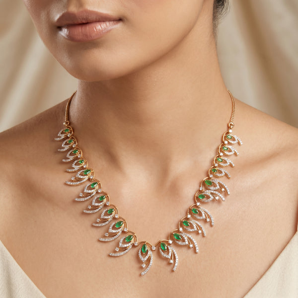 Diamond Leaf Cascade Necklace in 18kt Gold for Women  