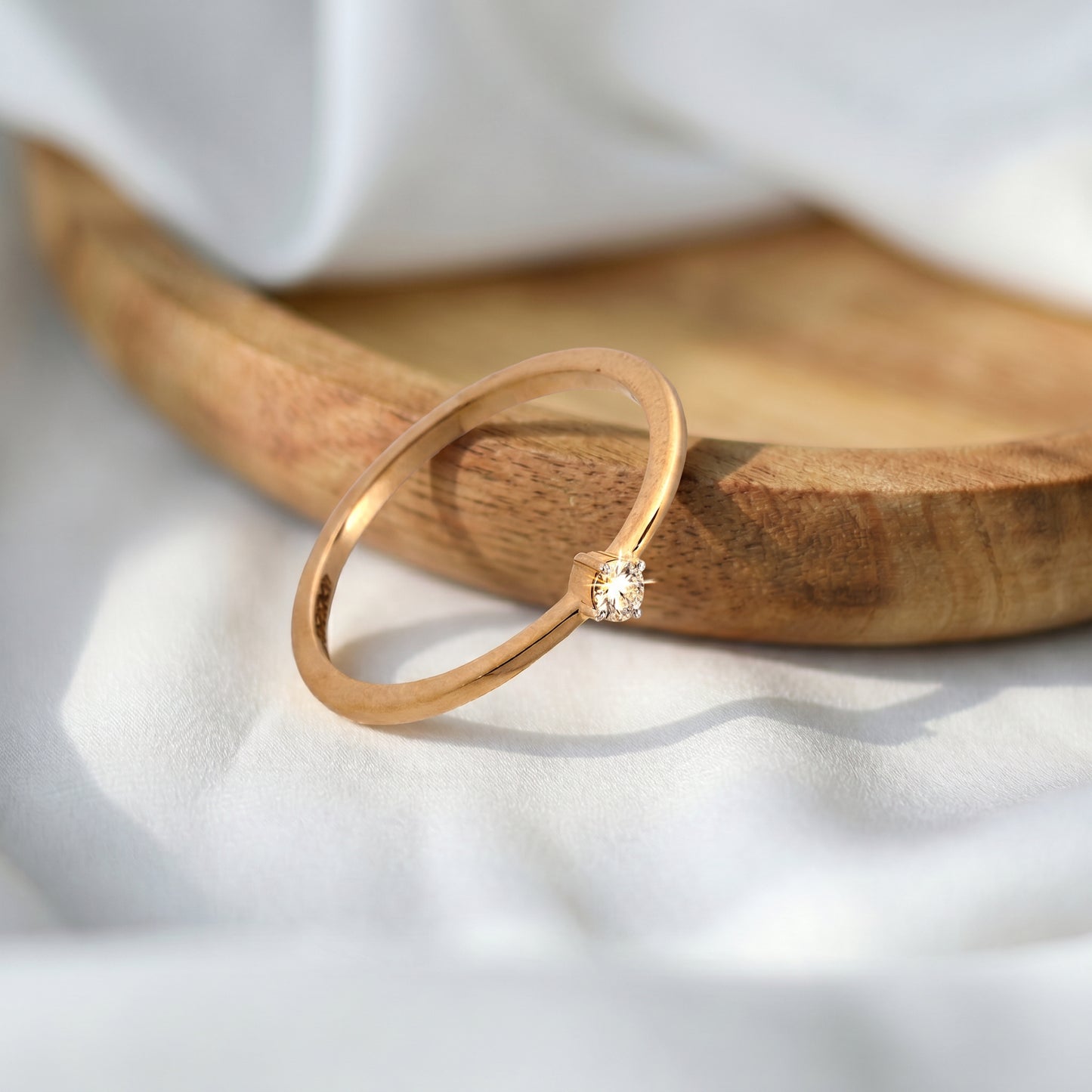 18KT Yellow Gold Solitaire Diamond Ring For Women