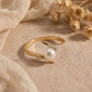 18KT Yellow Gold Pearl & Diamond Ring For Women