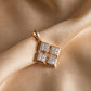 18KT Yellow Gold Geometric Diamond Pendant Women