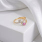 18KT Yellow Gold Pink Stone Diamond Bypass Ring
