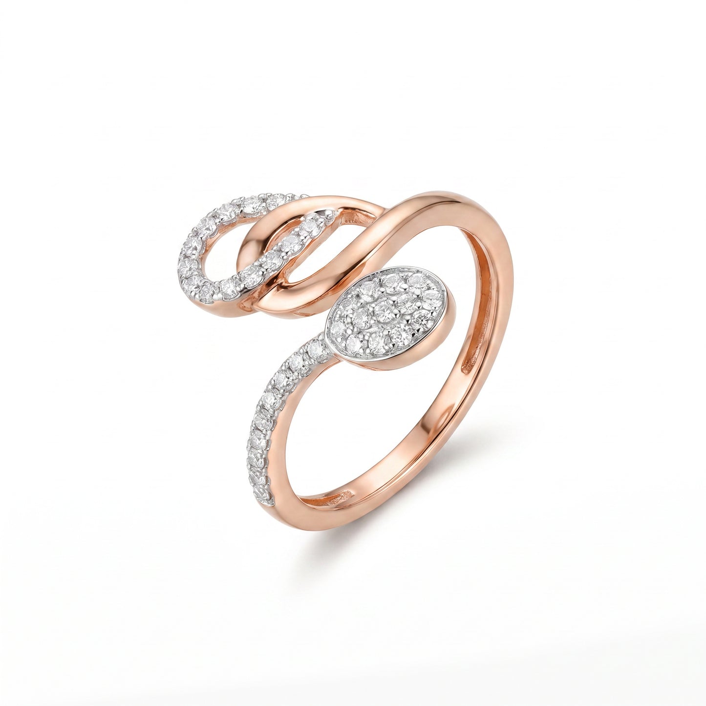 18Kt Rose Gold Diamond Open Ring for Women