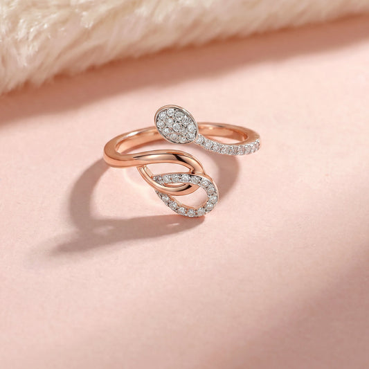18Kt Rose Gold Diamond Open Ring for Women