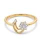 18KT Yellow Gold Diamond Floral Ring for Women