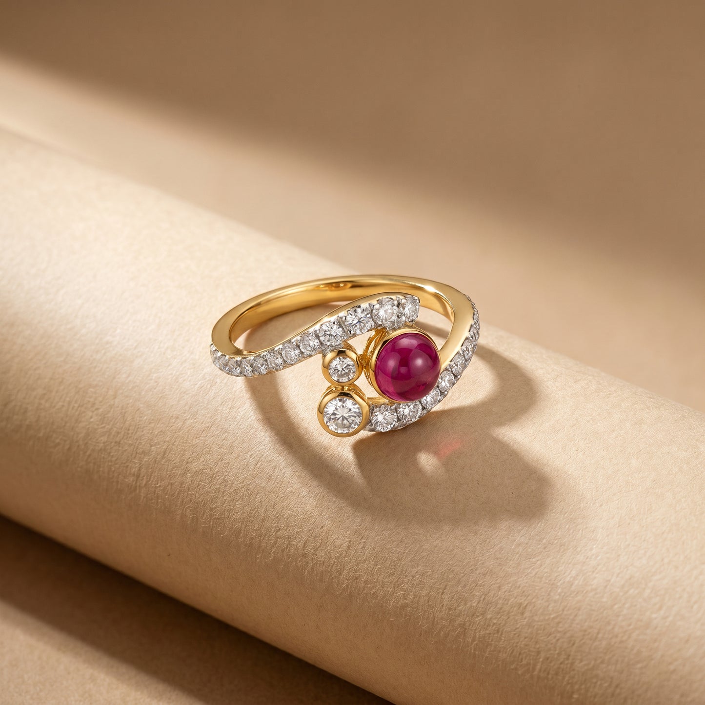 18KT Rose Gold Diamond Swirl Ring For Women