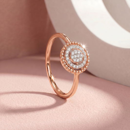 18Kt Rose Gold Diamond Double Ring for Women