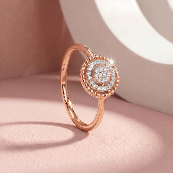 18Kt Rose Gold Diamond Double Ring for Women